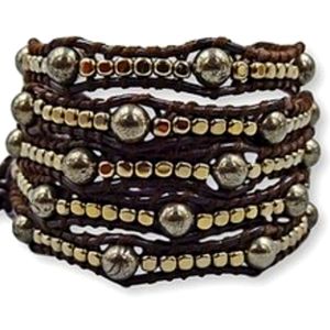 Hematite,& Leather Beaded Wrap